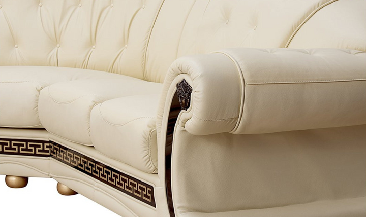 ESF Italia Apolo 6-Seater L-Shaped Leather Sectional Sofa with Rolled Arms