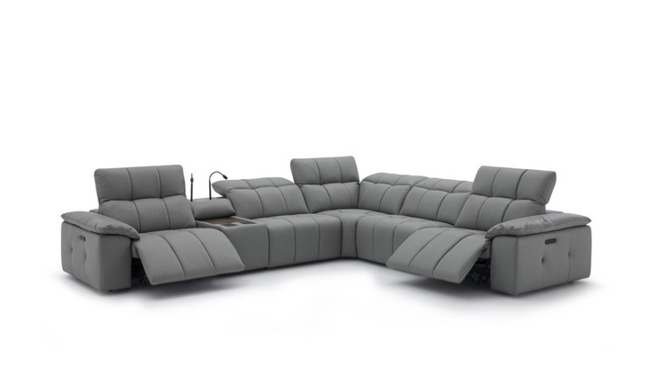 Beaumont 6 Pieces Leather Power Recliner Sectional Sofa in Premium Leather- Jennifer Furniture