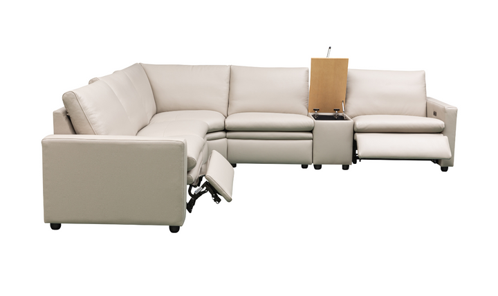 Klaussner Roma 6-Piece Beige Leather Power Reclining Sectional Sofa