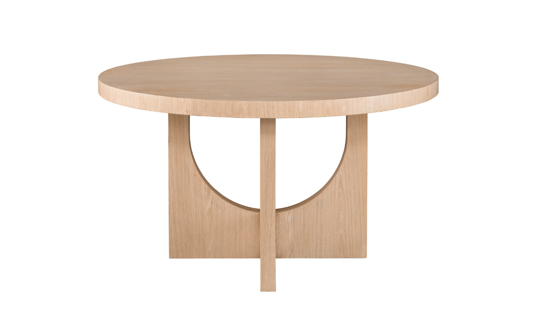 Universal Callon Round Dining Table With Half-Moon-Shaped Pedestals