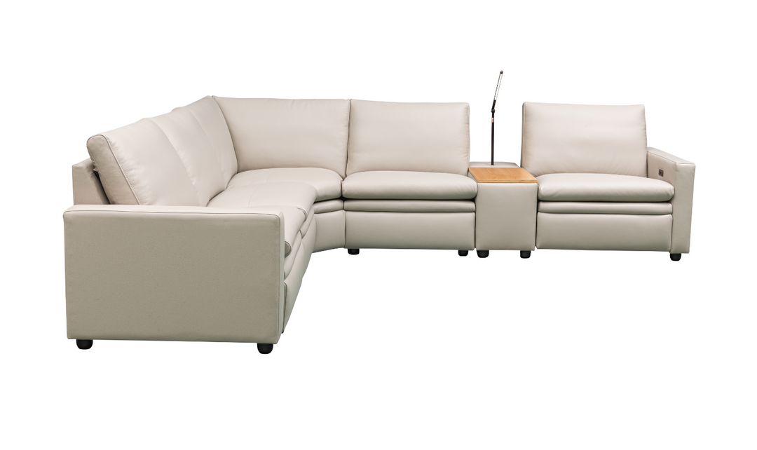 Klaussner Roma 6-Piece Beige Leather Power Reclining Sectional Sofa