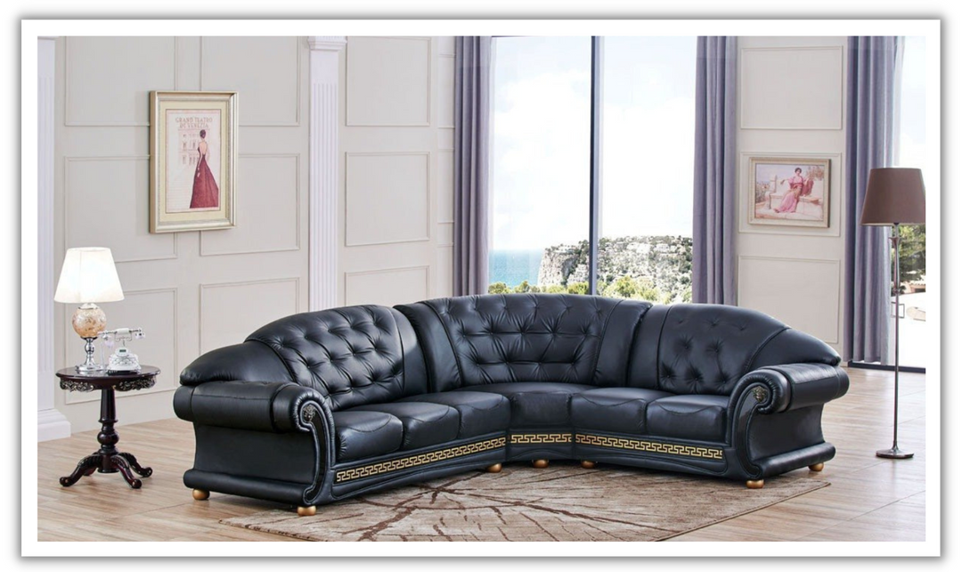 ESF Italia Apolo 6-Seater L-Shaped Leather Sectional Sofa with Rolled Arms- Jennifer Furniture