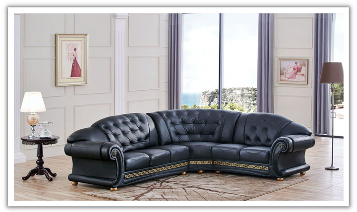 ESF Italia Apolo 6-Seater L-Shaped Leather Sectional Sofa with Rolled Arms- Jennifer Furniture