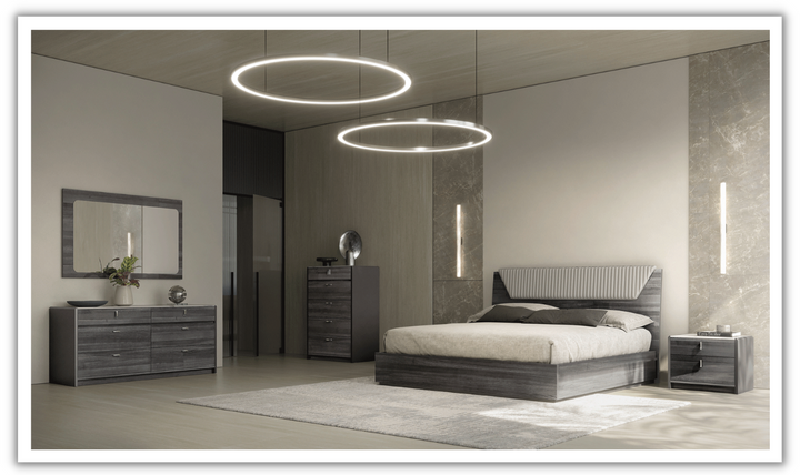 ESF Italia Vulcano (King/Queen) Bedroom Set With High Gloss Finish
