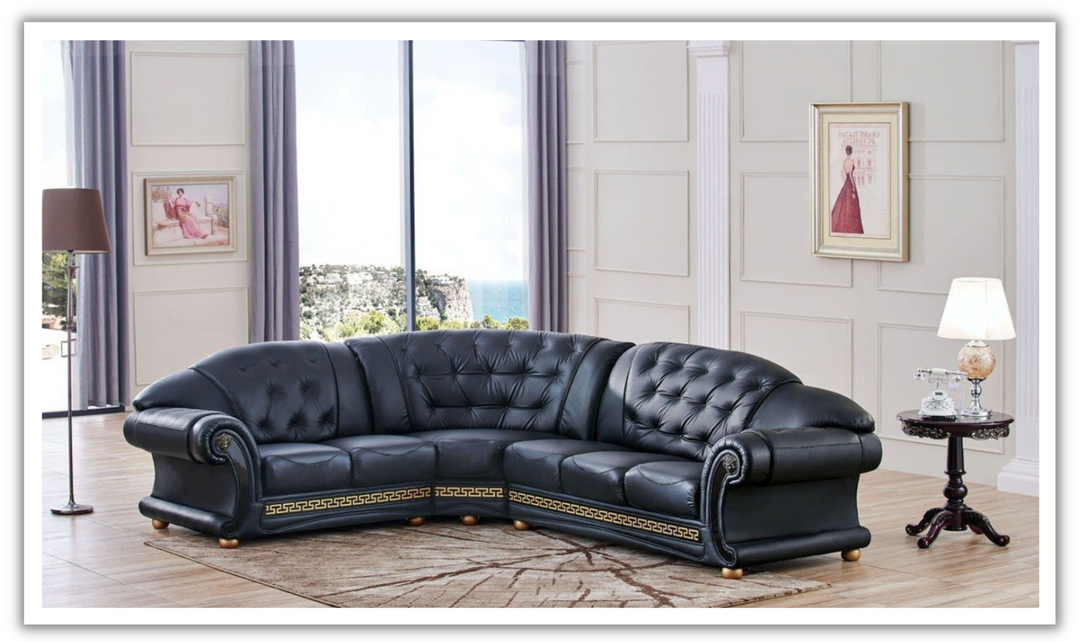 ESF Italia Apolo 6-Seater L-Shaped Leather Sectional Sofa with Rolled Arms- Jennifer Furniture