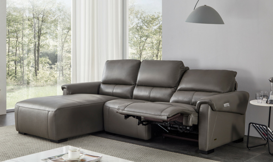Maria Leather Electric Recliner Sectional Sofa- Jennifer Furniture