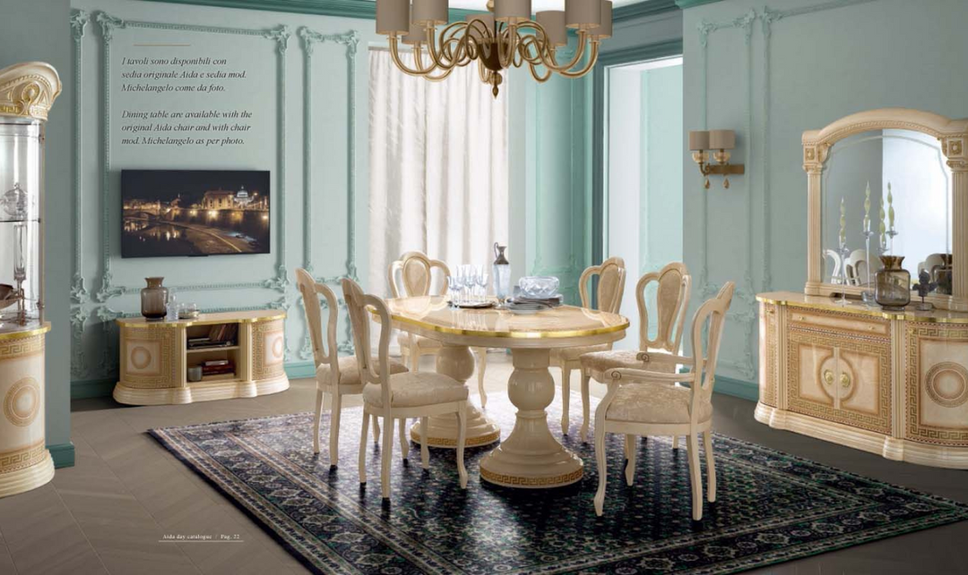 ESF Italia Aida Extendable Oval Shaped Dining Table in Ivory- Jennifer Furniture