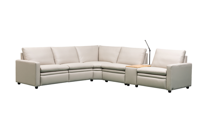 Klaussner Roma 6-Piece Beige Leather Power Reclining Sectional Sofa