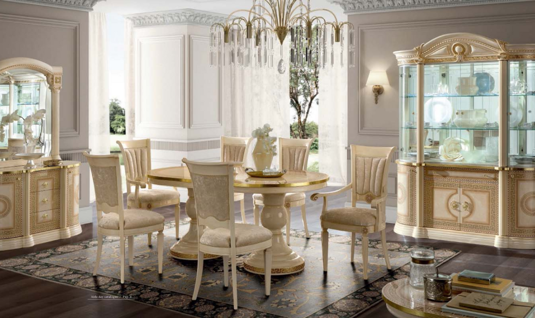 ESF Italia Aida Extendable Oval Shaped Dining Table in Ivory- Jennifer Furniture