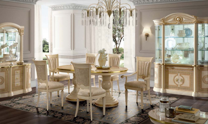 ESF Italia Aida Extendable Oval Shaped Dining Table in Ivory- Jennifer Furniture