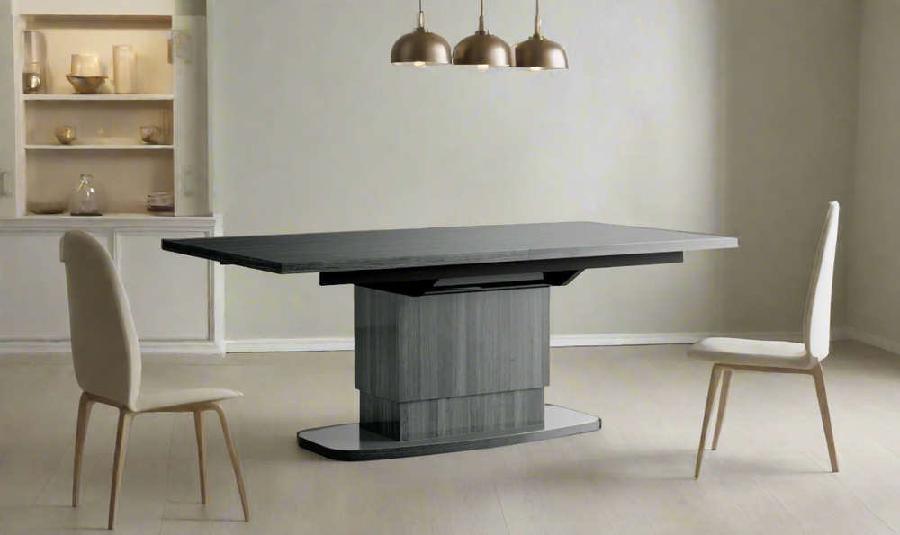 ESF Italia Vulcano Extendable Rectangular Dining Table With Gray Oak Finish- Jennifer Furniture