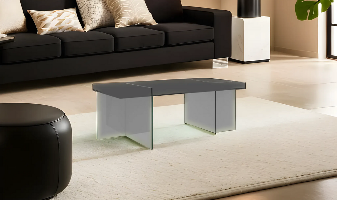 Jennifer Italia Patchwork Rectangular Glass Base Dining Table with Wood Top-Jennifer Furniture
