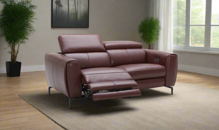 Lorenzo Italian Leather Reclining Loveseat- Jennifer Furniture