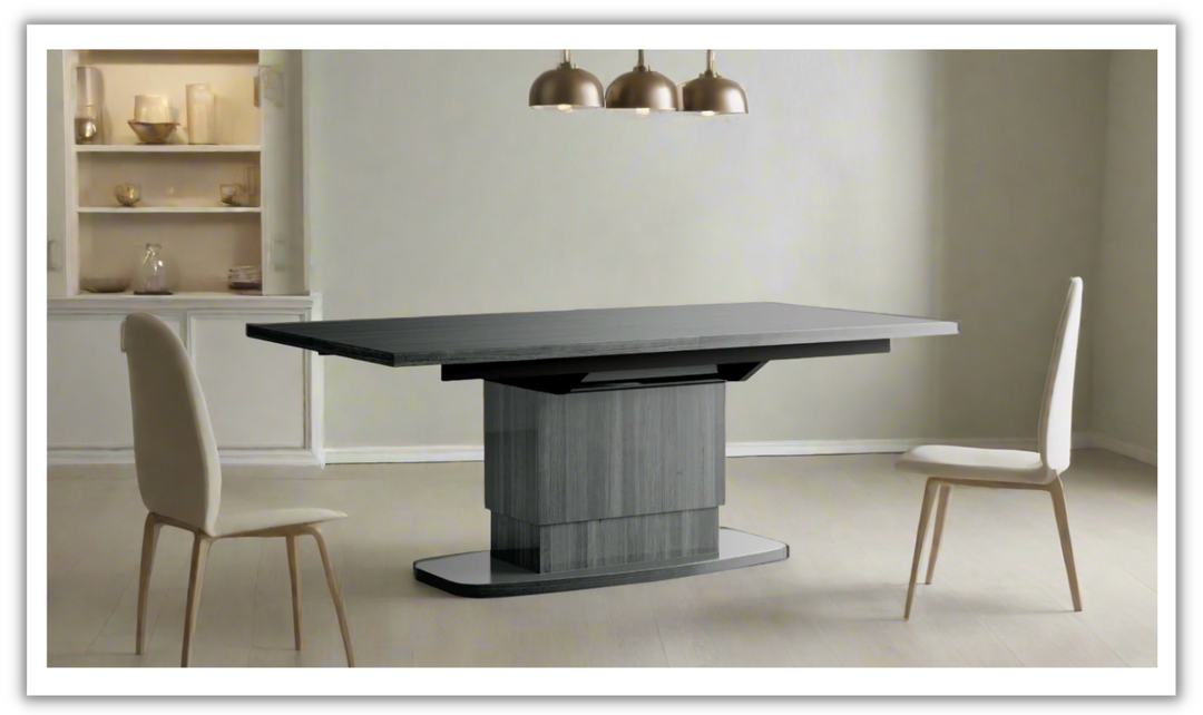 ESF Italia Vulcano Extendable Rectangular Dining Table With Gray Oak Finish- Jennifer Furniture