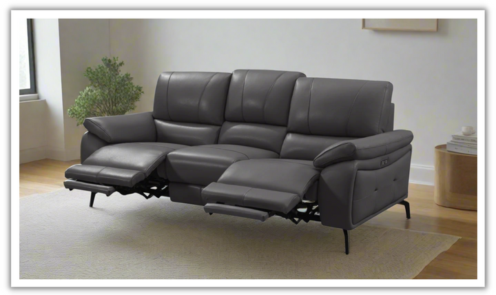 ESF Italia Jake 3 Seater Leather Electric Recliner Sofa with Cushion Arms