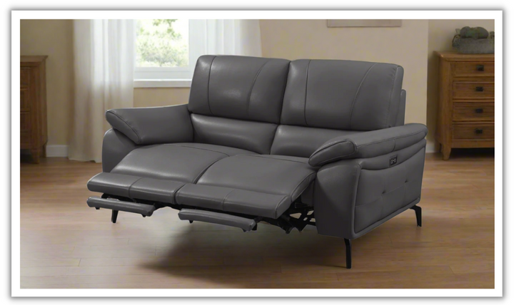 ESF Italia Jake Leather Electric Recliner Loveseat With Cushion Arms