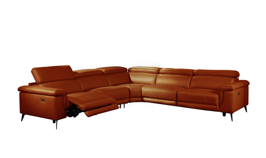 Gio Italia Hendrix Leather Power Sectional Sofa with Two Recliners