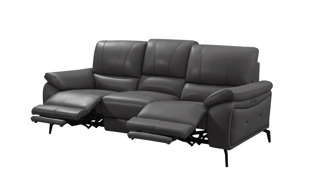 ESF Italia Jake 3 Seater Leather Electric Recliner Sofa with Cushion Arms