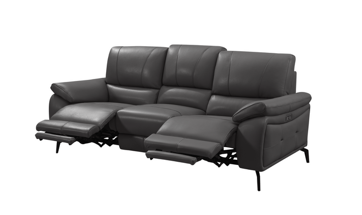 ESF Italia Jake 3 Seater Leather Electric Recliner Sofa with Cushion Arms