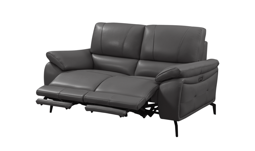 ESF Italia Jake Leather Electric Recliner Loveseat With Cushion Arms