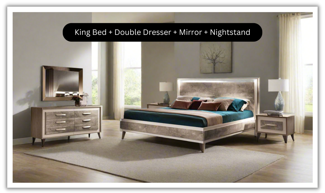 ESF Furniture ArredoAmbra Platform Bedroom Set (King / Queen Size)