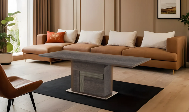 Portofino Wooden Extendable Dining Table In Brown - Jennifer Furniture