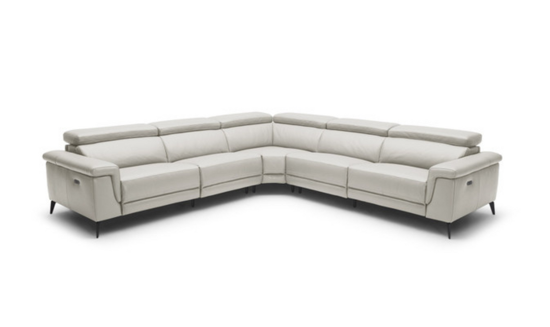 Gio Italia Hendrix Leather Power Sectional Sofa with Two Recliners