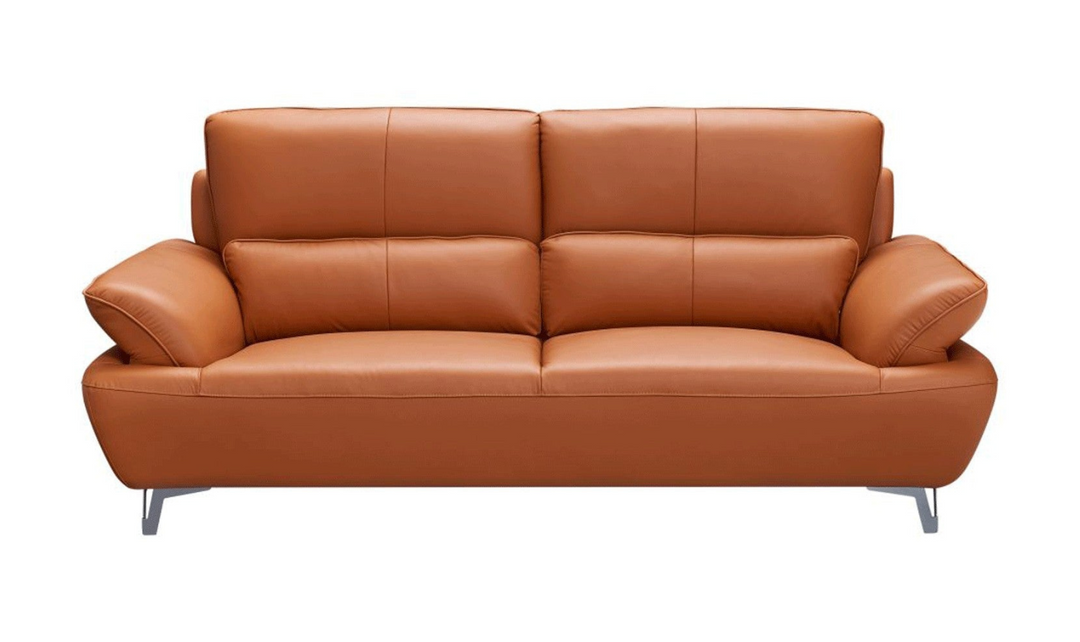 ESF Furniture Top Grain Leather Manta Living Room Set in Orange- Jennifer Furniture