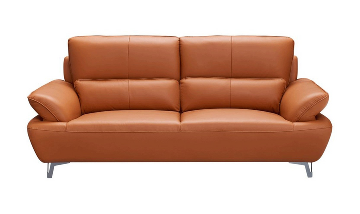ESF Furniture Top Grain Leather Manta Living Room Set in Orange- Jennifer Furniture
