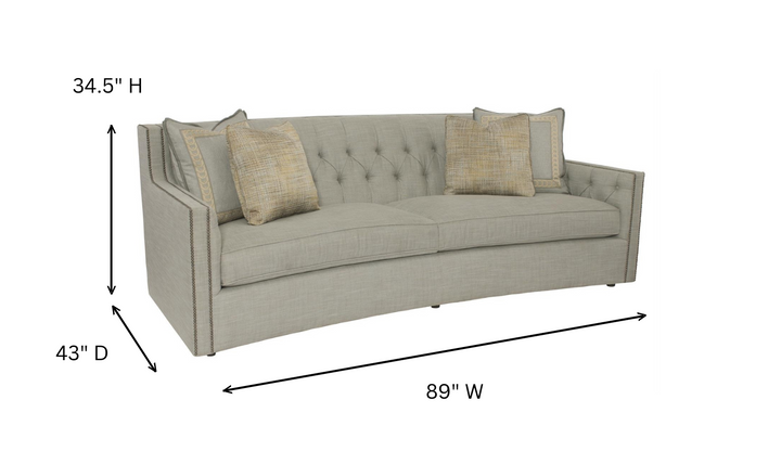 Bernhardt Candace 3-Seater Tufted Fabric Sofa With Reversible Seat Cushions