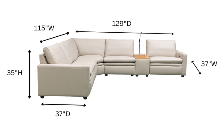 Klaussner Roma 6-Piece Beige Leather Power Reclining Sectional Sofa