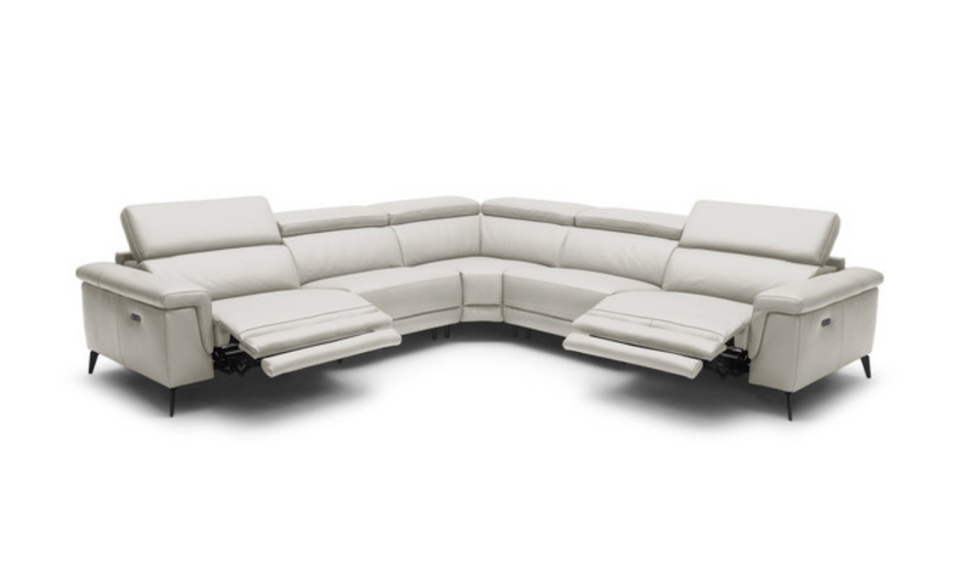 Gio Italia Hendrix Leather Power Sectional Sofa with Two Recliners