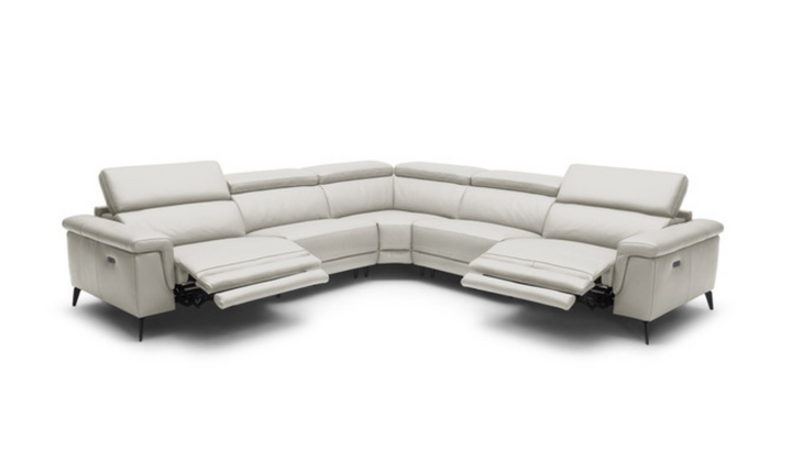 Gio Italia Hendrix Leather Power Sectional Sofa with Two Recliners