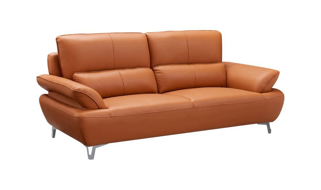 ESF Furniture Top Grain Leather Manta Living Room Set in Orange- Jennifer Furniture
