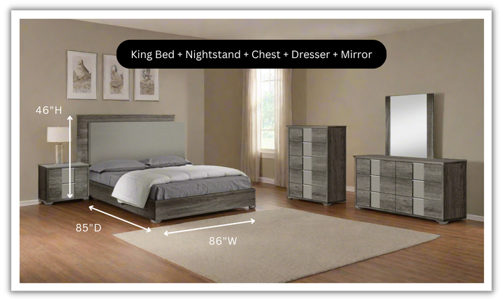 Portofino Premium Brown Rectangular Wooden Bedroom Set