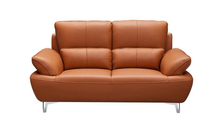 ESF Furniture Top Grain Leather Manta Living Room Set in Orange- Jennifer Furniture