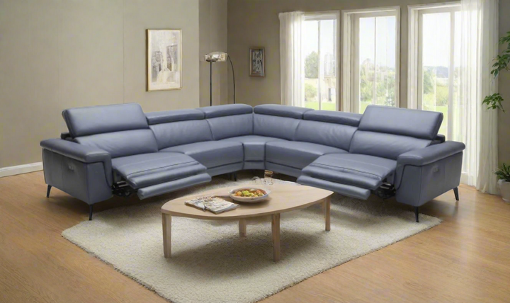Gio Italia Hendrix Leather Power Sectional Sofa with Two Recliners
