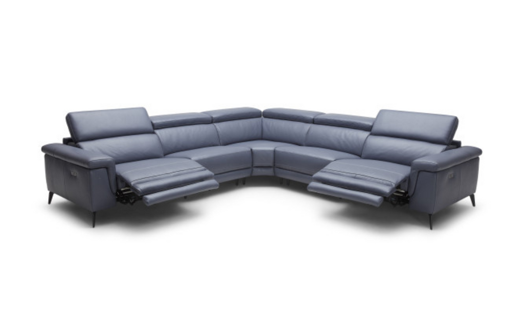 Gio Italia Hendrix Leather Power Sectional Sofa with Two Recliners
