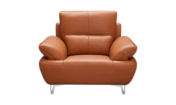 ESF Furniture Top Grain Leather Manta Living Room Set in Orange- Jennifer Furniture