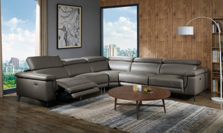 Gio Italia Hendrix Leather Power Sectional Sofa with Two Recliners