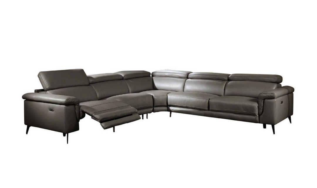 Gio Italia Hendrix Leather Power Sectional Sofa with Two Recliners