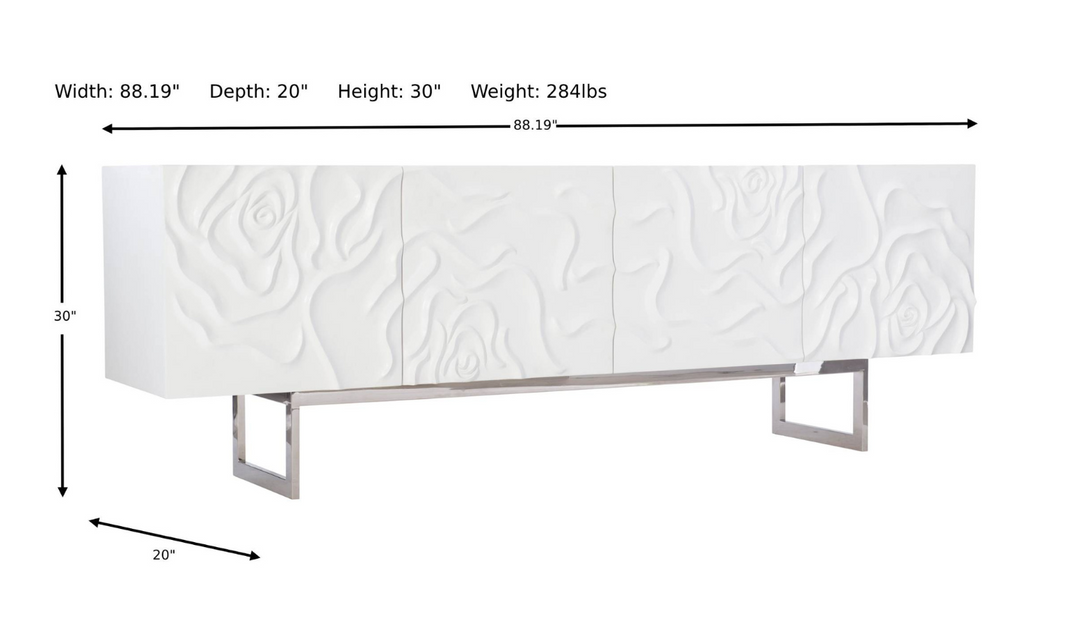 Bernhardt Penrose Rectangle Wood Buffet in White Plaster Finish