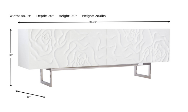 Bernhardt Penrose Rectangle Wood Buffet in White Plaster Finish