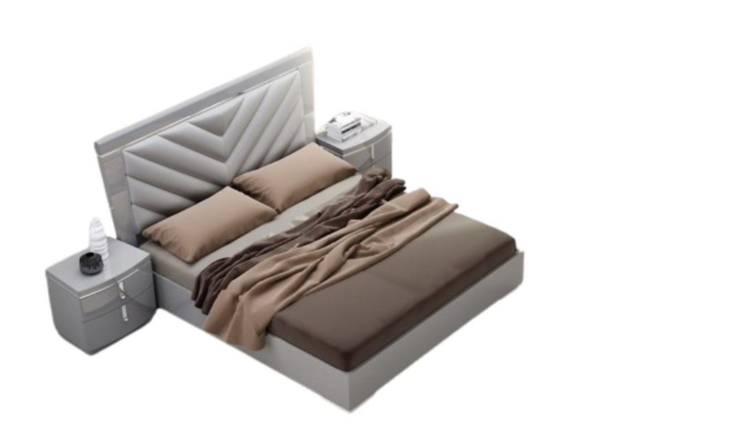 Jennifer Italia Cherche Midi Bed in Gray High Gloss Finish (King /Queen Size)