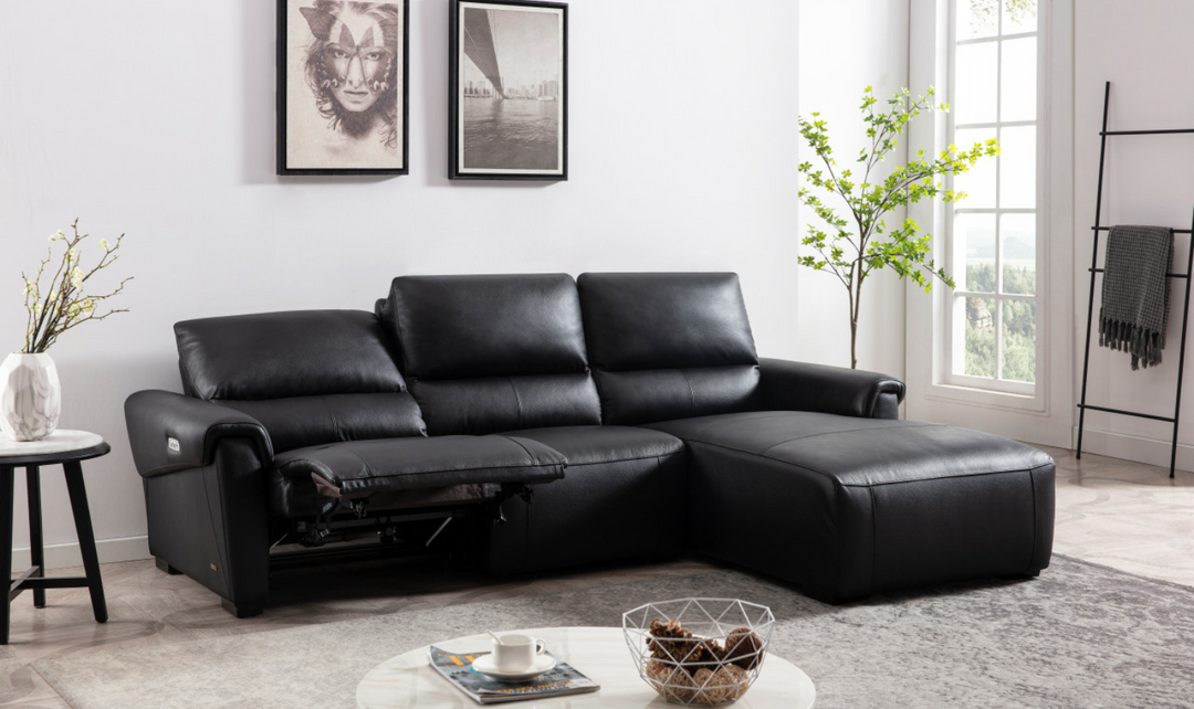 Maria Leather Electric Recliner Sectional Sofa- Jennifer Furniture