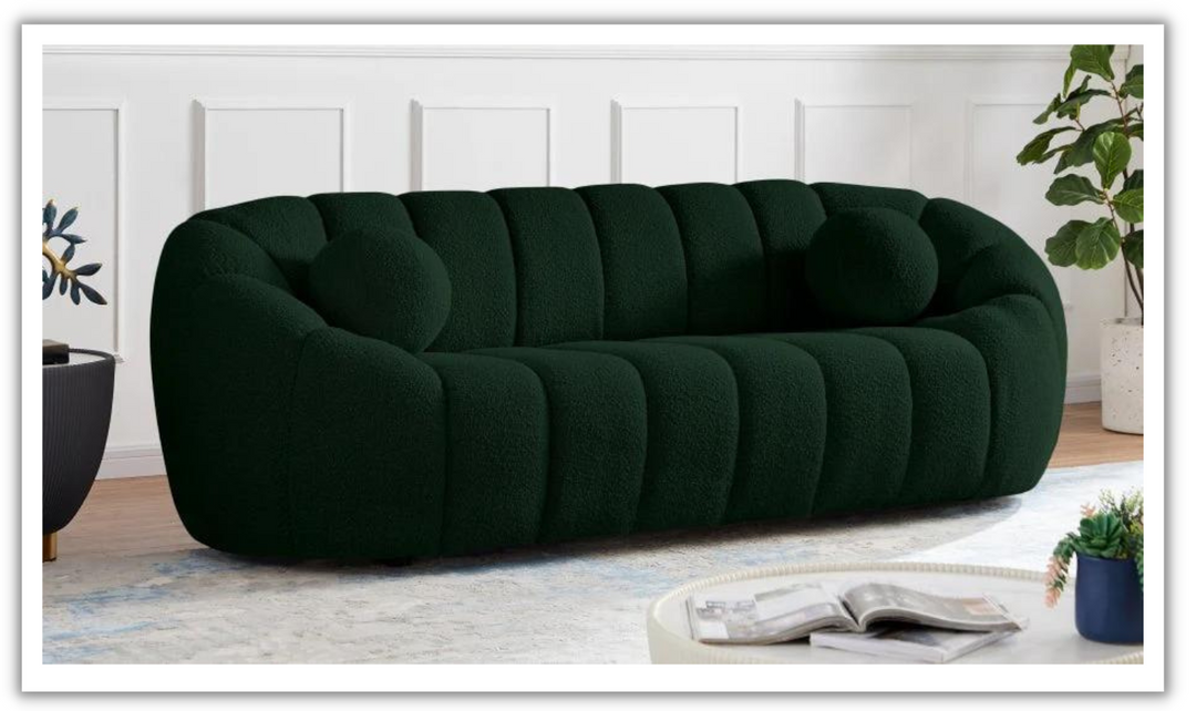 Meridian Furniture Elijah 3-Seater Boucle Fabric Sofa with Recessed Arm
