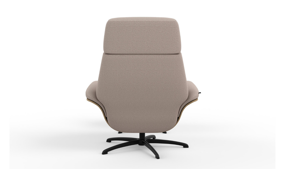 Falcon Leather Swivel Manual Recliner Chair with Footstool-Jennifer Furniture