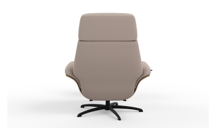 Falcon Leather Swivel Manual Recliner Chair with Footstool-Jennifer Furniture