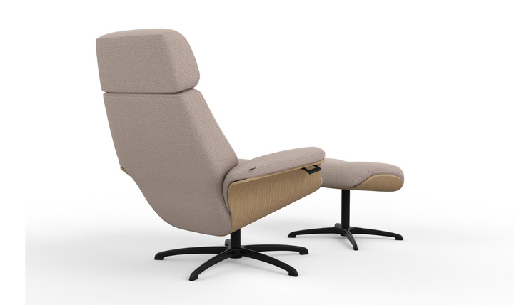 Falcon Leather Swivel Manual Recliner Chair with Footstool-Jennifer Furniture