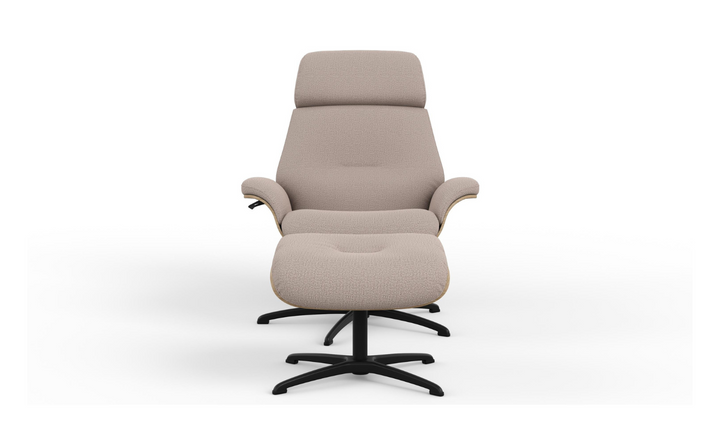 Falcon Leather Swivel Manual Recliner Chair with Footstool-Jennifer Furniture